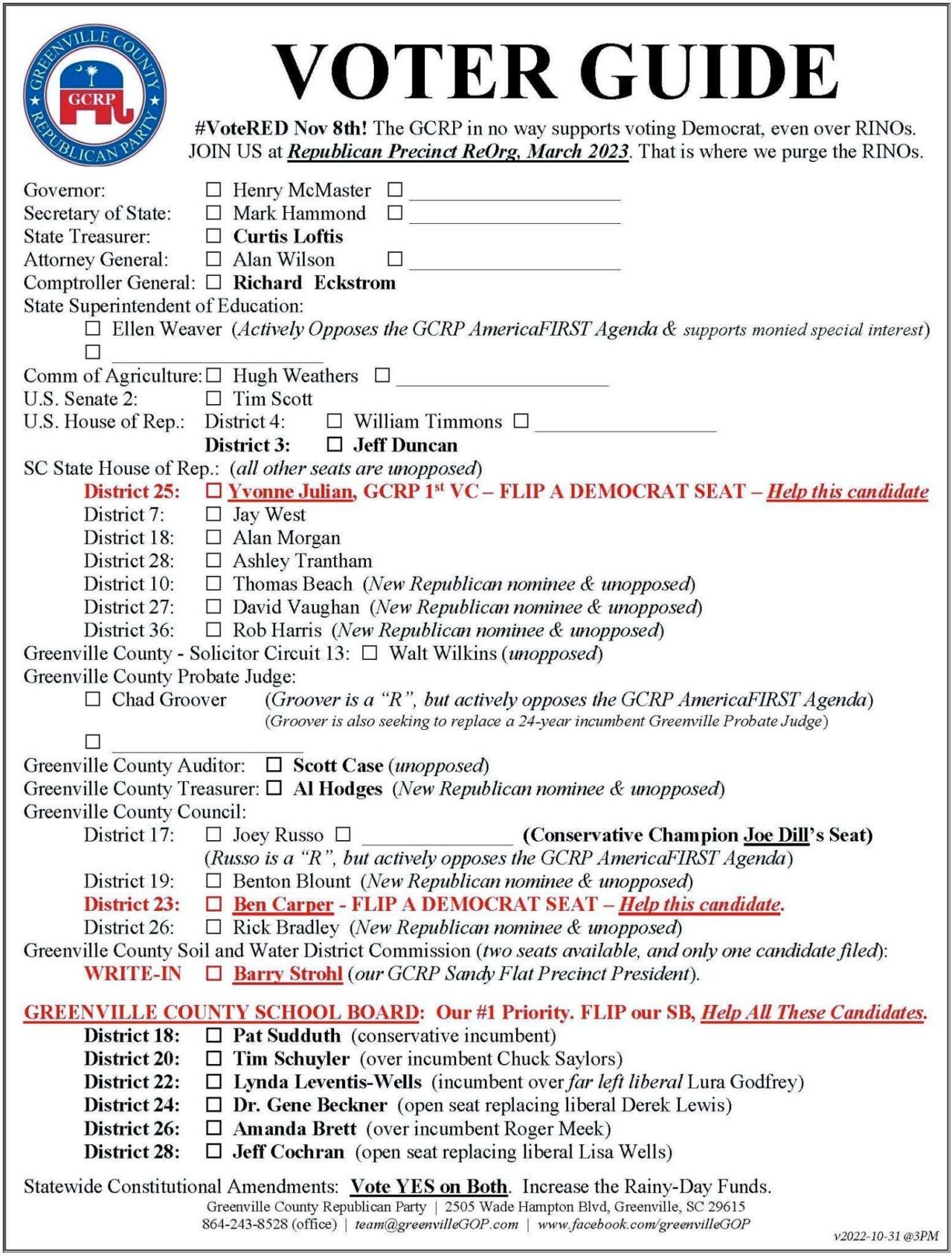 2022 Greenville Midterm Elections! Greenville GOP